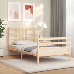 vidaXL Cadre de lit avec tête de lit 90x200 cm bois massif