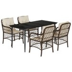 vidaXL Ensemble à manger de jardin 5 Pièces et coussins marron poly rotin