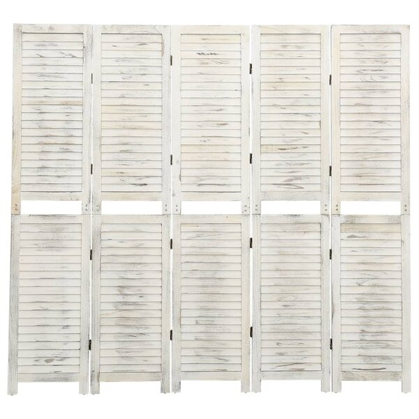 vidaXL Cloison de séparation 5 panneaux Blanc antique 178 5x166cm Bois