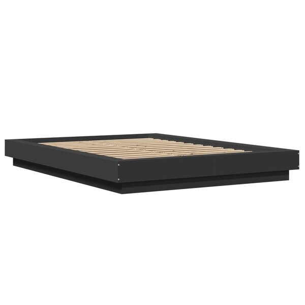 vidaXL Cadre de lit avec lumières LED noir 120x190cm bois d'ingénierie