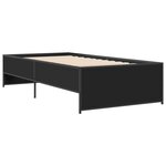 vidaXL Cadre de lit noir 75x190 cm bois d'ingénierie et métal