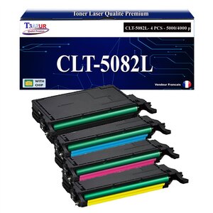 T3AZUR - 4x Toners compatibles avec Samsung CLT-Y5082L CLT-Y5082S pour Samsung Samsung CLP-620ND CLP-670N CLP-670ND CLX-6220FX CLX-6250FX