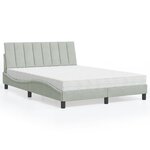 vidaXL Lit avec matelas gris clair 140x200 cm velours