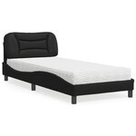 vidaXL Lit avec matelas noir 90x190 cm similicuir