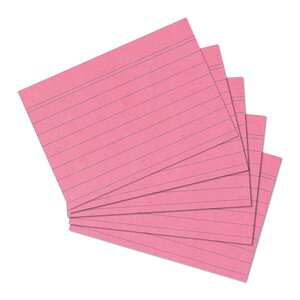 paquet de 100 Fiches Bristol 170g Format A6 Lignées Rouge Rose HERLITZ