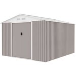 Abri de jardin en métal 8 84 m² - 277 x 319 x 202 cm - Kit d'ancrage inclus - Taupe
