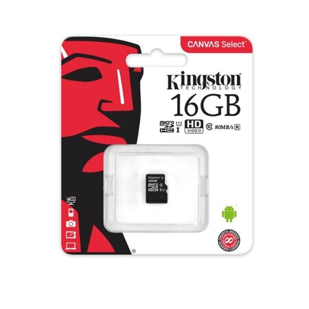 Carte mémoire Micro Secure Digital (micro SD) Kingston Canvas Select 16 Go  SDHC Class 10 - La Poste