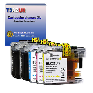 T3AZUR - 5x Cartouche compatible avec Brother DCP-J785DW MFC-J985DW LC22U XL