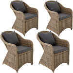 Tectake lot de 4 fauteuils de jardin luxe - marron naturel