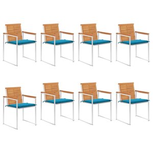 vidaXL Chaises de jardin lot de 8 avec coussins Bois d'acacia solide