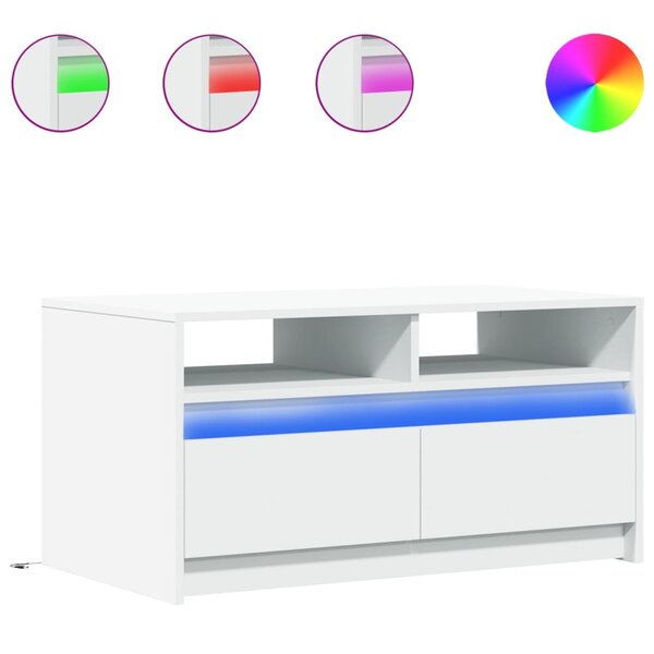 vidaXL Table basse avec lumières LED blanc bois d'ingénierie