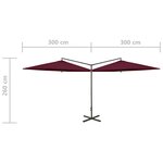 vidaXL Parasol double avec mât en acier Rouge bordeaux 600 cm