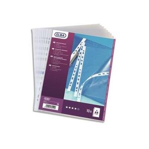 Sachet de 50 pochettes perforées 11 trous PP 9/100e A4 ELBA