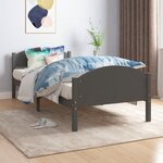 vidaXL Cadre de lit Gris foncé Bois de pin massif 100x200 cm