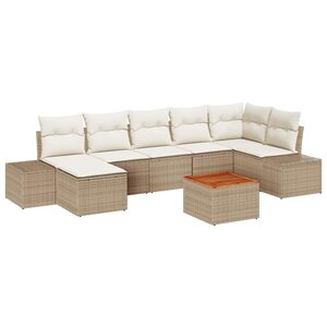 vidaXL Ensemble de canapé de jardin 8 Pièces Beige Poly rotin