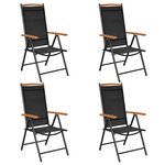 vidaXL Chaises de jardin pliables lot de 4 aluminium et textilène noir