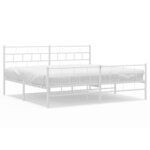 vidaXL Cadre de lit métal avec tête de lit/pied de lit blanc 200x200cm