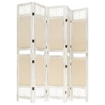 vidaXL Cloison de séparation 5 panneaux Crème 175x165 cm Tissu