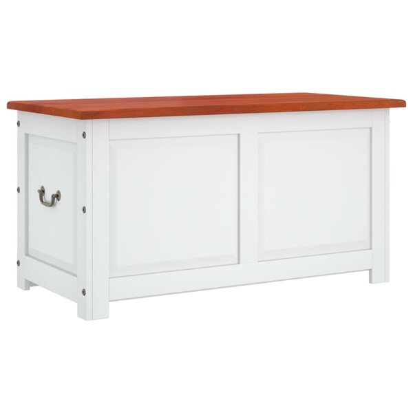 vidaXL Coffre de rangement et couvercle marron et blanc bois d'acacia