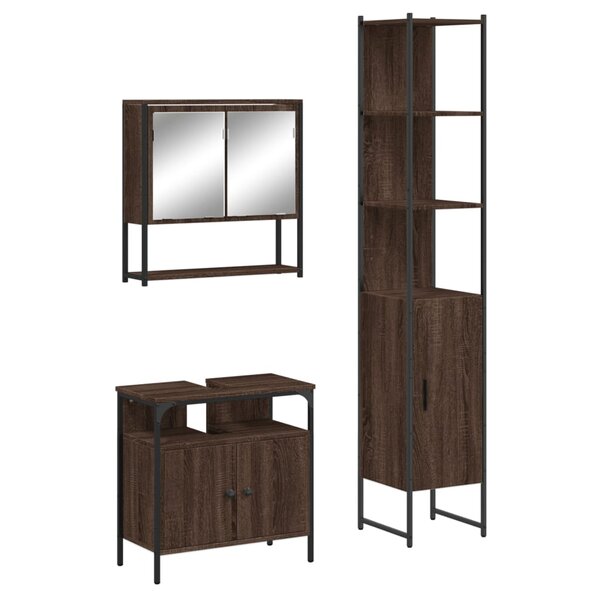 vidaXL Ensemble de meubles de salle de bain 3 Pièces Chêne marron
