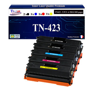 T3AZUR - 5x Toners compatibles avec Brother TN421 TN423 pour Brother DCP-L8410CDW