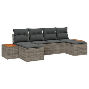 vidaXL Ensemble de canapé de jardin avec coussin 6 Pièces Gris polyrotin