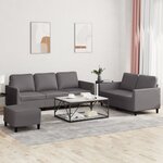 vidaXL Ensemble de canapés 3 Pièces avec coussins Gris Similicuir