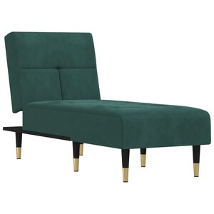vidaXL Chaise longue vert foncé velours