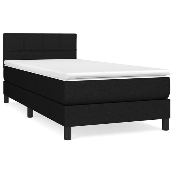 vidaXL Sommier à lattes de lit avec matelas Noir 90x200 cm Tissu