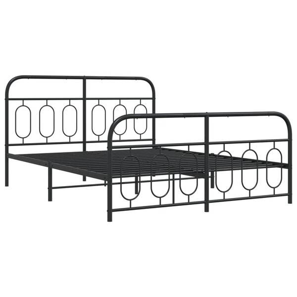 vidaXL Cadre de lit métal avec tête de lit/pied de lit noir 140x200 cm