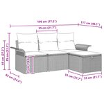 vidaXL Ensemble de canapé de jardin 4 pièces avec coussins noir en poly rotin