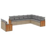 vidaXL Salon de jardin avec coussins 10 Pièces beige résine tressée