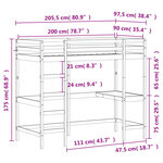 vidaXL Lit superposé avec bureau 90x200 cm bois de pin massif