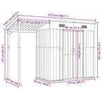 vidaXL Abri de jardin avec toit prolongé marron 277x107x181 cm acier