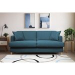 Hexagone - Canapé convertible 3 places - Tissu Bleu pétr- 182 x 98 x 82 cm - Larry