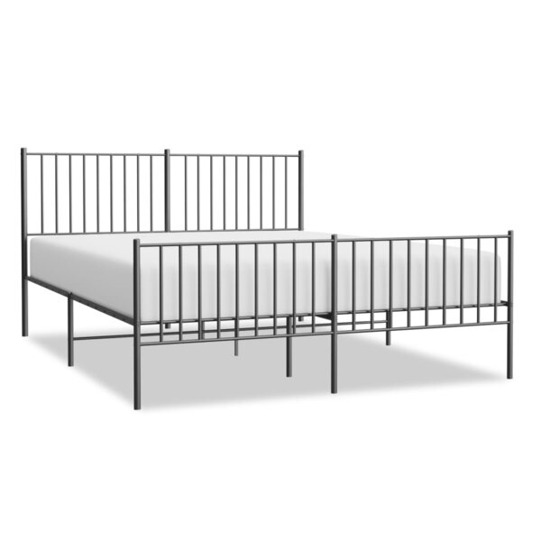 vidaXL Cadre de lit métal sans matelas avec pied de lit noir 160x200cm