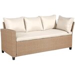 Salon de jardin 5 personnes - Acier et résine tressée - Beige