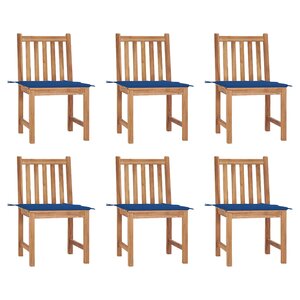 vidaXL Chaises de jardin 6 Pièces avec coussins Bois de teck massif