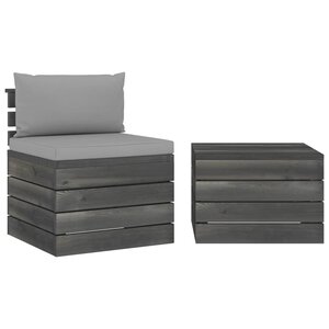 vidaXL Salon palette de jardin 2 Pièces avec coussins Bois de pin massif