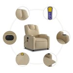 vidaXL Fauteuil inclinable de massage électrique crème tissu