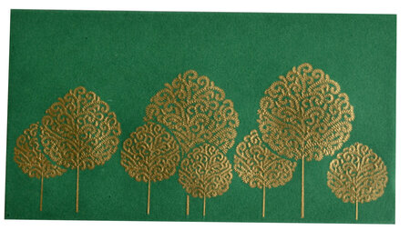 PAPERTREE ARANIA Lot de 5 Enveloppes cadeau 19x10cm - Vert/Or