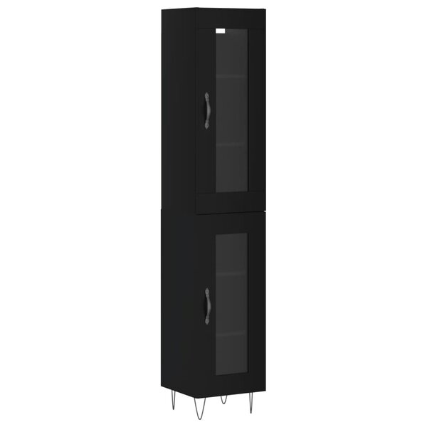 vidaXL Buffet haut Noir 34 5x34x180 cm Bois d'ingénierie