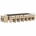 vidaXL Ensemble à manger de jardin et coussins 17 Pièces beige