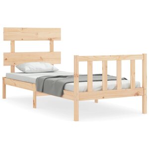 vidaXL Cadre de lit avec tête de lit 90x200 cm bois massif