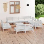 vidaXL Salon de jardin 12 Pièces Bois de pin massif Blanc