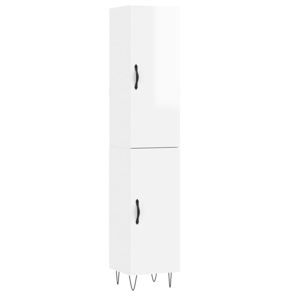 vidaXL Buffet haut Blanc brillant 34 5x34x180 cm Bois d'ingénierie