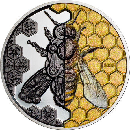 Pièce de monnaie en Argent 2000 Togrog g 93.3 (3 oz) Millésime 2020 Clockwork Evolution MECHANICAL BEE