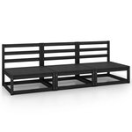 vidaXL Canapés centraux de jardin 3 Pièces noir bois de pin massif