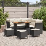 vidaXL Canapé de Jardin 9 Pièces avec Coussins Noir Poly Rattan Acacia