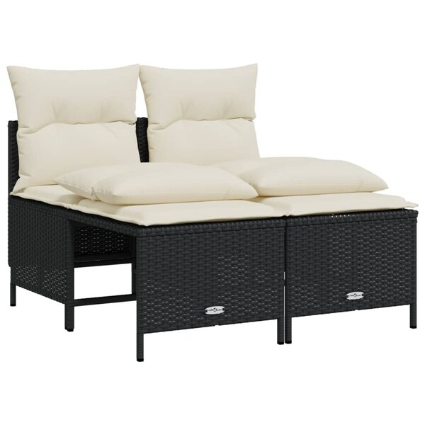 vidaXL Salon de jardin 4 Pièces avec coussins noir résine tressée